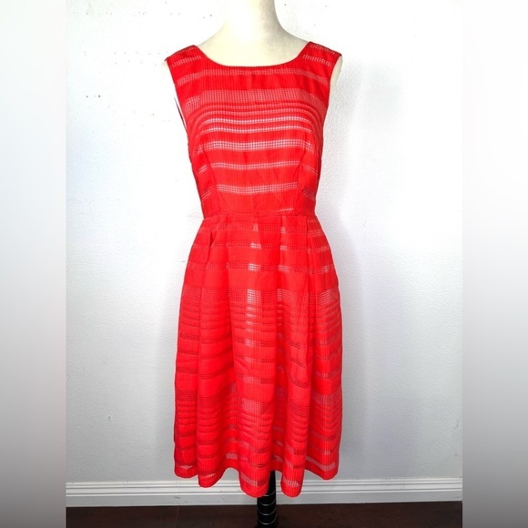 LA FEE MARABOUTEE Occasion Dress Knee Length Coral Red Sleeveless Size 38 / US 6 - Picture 2 of 11